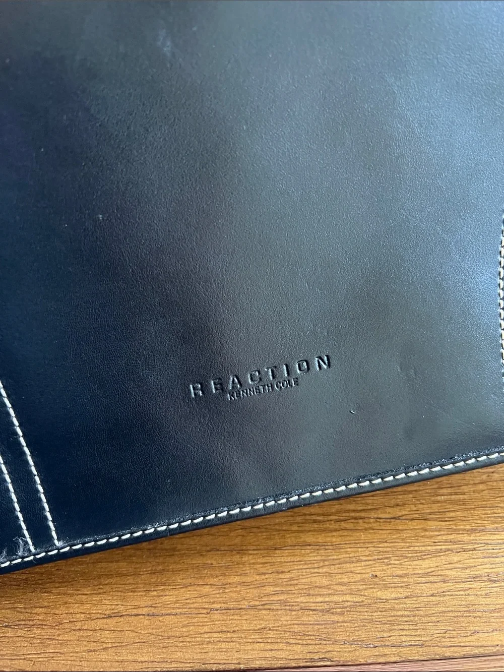 Reaction Kenneth Cole Black Shoulder Bag with Contrast Stitching